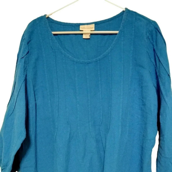 Soft Surroundings Tops - Soft Surroundings Size Large Blue 3/4 Sleeves Pleated Top Blouse